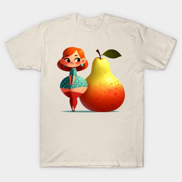 Cute Girl and Pear T-Shirt by Dmytro